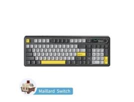 Teclado mecânico para jogos de escritório Maillard Axis RGB retroiluminado três modos preto cinzento amarelo AJAZZ AK980