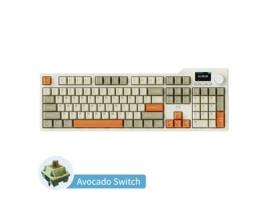 Teclado mecânico AJAZZ AK35I V3 MAX Teclado de escritório para jogos de três modos com ecrã Cinza abacate Eixo Laranja Arroz