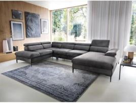 Sofá-Cama de Canto Panorâmico Direito de Veludo Cinza Antracite Sepina de PASCAL MORABITO (75 x 353 x 214 cm)