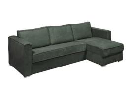 Sofá-cama de canto com abertura italiana e reversível em veludo verde 140 cm Cama 22 cm Colchão Loreto VENTE-UNIQUE