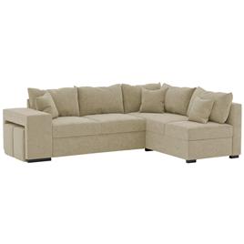 Sofá de canto reversível HUTCH com cama, baú e poufs