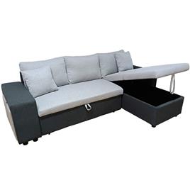 Sofá chaise longue reversível TOPAZIO com cama e baú