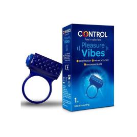 Anel Peniano Control Pleasure Vibes Com Vibração Azul