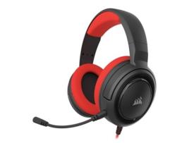Auscultador Gaming com Fios CORSAIR Hs35 (On ear - Microfone - Vermelho)