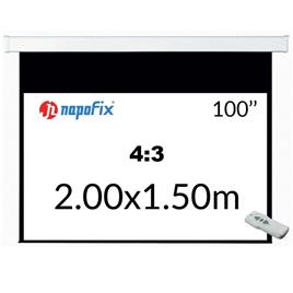 NAPOFIX Tela de Projeção Elétrica E43-2080, 2000 x 1500 mm