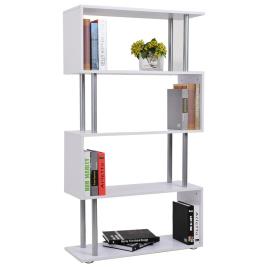 Livraria Mobiliário de Escritório Estante - Cor: Branco - Madeira e Metal – 145 x 80 x 30 cm