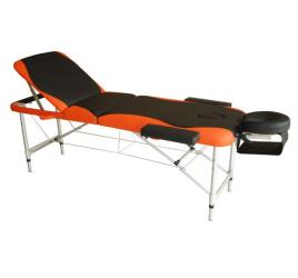 Marquesa Dobrável e Portátil para Fisioterapia - Preto e Laranja - PU e Estrutura de Alumínio – 185 x 60 cm