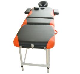 Marquesa Dobrável e Portátil para Fisioterapia - Preto e Laranja - PU e Estrutura de Alumínio – 185 x 60 cm