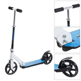 HomCom Trotinete para Crianças Scooter Dobrável Guiador Regulável Quadro Alumínio Leve e Estável Carga 100kg Branca - 68x34x60-73.5cm