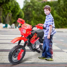 Mota Elétrica Infantil com Bateria com Rodinhas de Apoio - Cor: Vermelho - Material PP