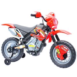 Mota Elétrica Infantil com Bateria com Rodinhas de Apoio - Cor: Vermelho - Material PP