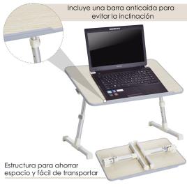 HomCom Secretaria ajustável e dobrável suporte para mesa de computador 54x30x22.5-32cm