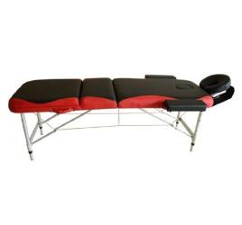 Marquesa de Massagem Alumínio Dobrável 185 x 60 cm Tatuagem Terapia Cama Preto Vermelho