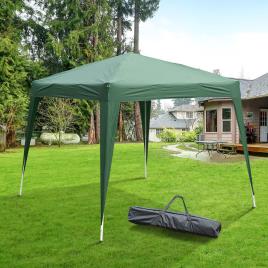 Tenda Dobrável 3 x 3m para Exterior para Jardim Parque de Campismo Festa Loja Eventos Aço e Oxford Verde