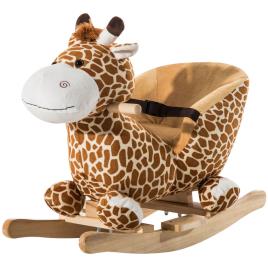 HomCom® Cavalito de Baloiço bebé +18 meses Cadeira de Baloiço de Girafa 60x33x45cm