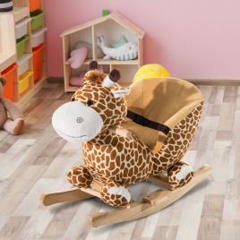 HomCom® Cavalito de Baloiço bebé +18 meses Cadeira de Baloiço de Girafa 60x33x45cm