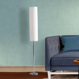 HOMCOM Candeeiro de Pé Moderno com Base de Aço Inoxidável Cor Branca 120cm