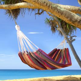 Outsunny rede para Pendurar na Praia Jardim Piscina ou Camping - Multicolor Roxo - 70% Algodão - 210x150cm