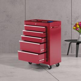HOMCOM Carrinho de ferramentas em aço vermelho 61.5x33x85cm