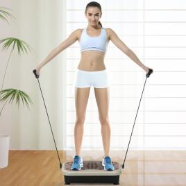 HOMCOM Plataforma de Vibração com 2 Bandas Elásticas para Treinamento de Fitness 200 W com Controle Remoto e Carga 120 kg
