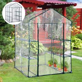 Outsunny® Estufa Transparente de jardim Viveiro Caseiro Platas com 3 Andares 143x143x195cm
