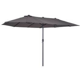 Outsunny Pára-sol Duplo para Tendas de Jardim Terraço Toldos de Tecido de Poliéster Sombrinha Gigante para a Praia Proteção Solar UV 4.6x2.7x2.4m Cinza