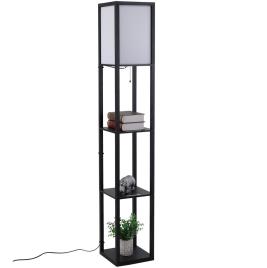 HOMCOM Prateleiras Lbrería Alta de 3 Níveis com Lâmpada para Sala de estar Quarto Prateleiras Modernas para Sala de Exposição Branco e Preto 26x26x160 cm