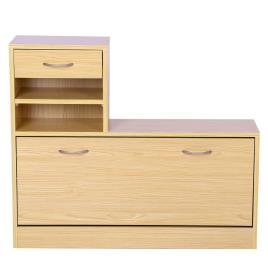 HOMCOM Conjunto de Móveis de Entrada corredor Conjunto de 3 peças Cabide Espelho Zapatero com Gaveta 90x22x116cm Madeira