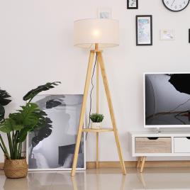 HOMCOM Candeeiro de Pé Moderno p, com Lâmpadas de E27, 40W e Interruptor de Pé, com Base de Tripé Inoxidável 154cm