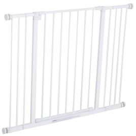 PawHut Barreira de Segurança Extensível Portas e escadas metálicas para cães e bebês Portas de Barreira Pet 72-107x76cm