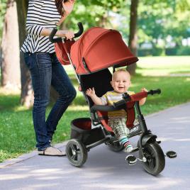 HomCom Triciclo 3 EM 1 para Crianças +18 Meses Vermelho 96x53.5x101cm