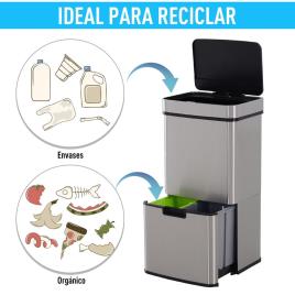 HOMCOM Lixeira automática do sensor da abertura da lata de lixo para o quarto 72L da cozinha de aço inoxidável