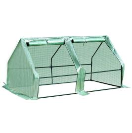 Outsunny Estufa para Jardim Terraço Viveiro para Jardim para Plantas com 2 Portas 180x90x90 cm Cor Verde Tubo de aço PE com janela
