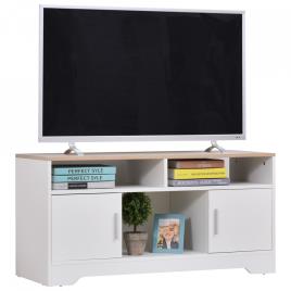 HOMCOM Armário de TV Grande Espaço de Armazenamento Prateleiras Abertas 105x40x52 cm Branco