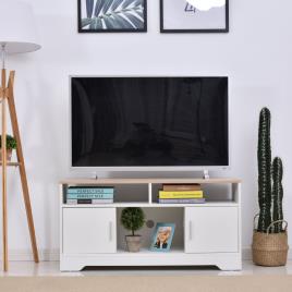 HOMCOM Armário de TV Grande Espaço de Armazenamento Prateleiras Abertas 105x40x52 cm Branco
