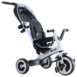 HomCom® Triciclo para bebê 4 em 1 Trolley Trike Bicicletas para crianças + 18 meses evolutivo Capuz de barra destacável cinza