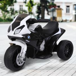 HOMCOM Mota Elétrica BMW Triciclo Trimota Infantil 6V Motobicicleta para Crianças 18-36 Meses com Luzes e Música 66x37x44 cm