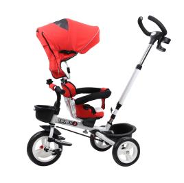HOMCOM Triciclo de Bebé acima de 18 meses Dobrável 4 em 1Evolutivo Assento Giratório Capota Barra Desmontável Controlo Parental