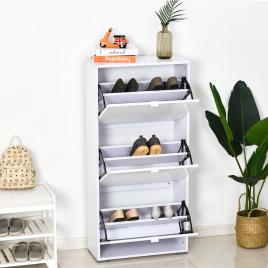 HOMCOM Armário de sapatos com 6 prateleiras Porta Inclinada capacidade de 18 Pares Branco