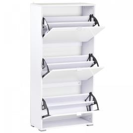 HOMCOM Armário de sapatos com 6 prateleiras Porta Inclinada capacidade de 18 Pares Branco