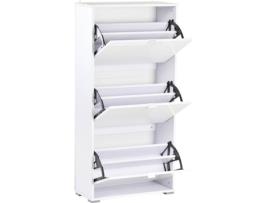 Armário de Sapatos HOMCOM Branco (Painel de Partículas E1 - 60x26x124 cm)