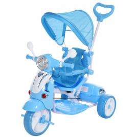HOMCOM Triciclo para crianças acima de 3 anos, dobrável com luz e música 102x48x96 cm Azul