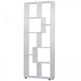 HOMCOM Estante Vertical Multifuncional com 8 Prateleiras Largas 70x24x178cm Branco