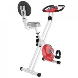 HOMCOM Bicicleta Estática Dobrável com assento ajustável Ecrã LCD Aço 43x97x109 cm Vermelho