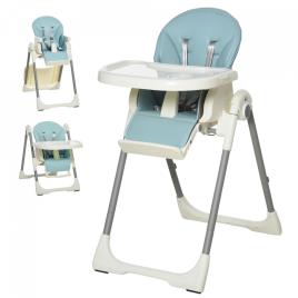 HOMCOM Cadeira de refeição ajustável e dobrável para bebê acima de 6 meses com bandeja dupla 55x80x104 cm azul