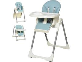 Cadeira de Refeição HOMCOM Ajustável e Dobrável (+6 Meses - 55x80x104cm-Azul)
