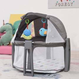 HOMCOM Berço dobrável e portátil para viagem com bolsa de transporte coberta removivel carga 15 kg 70x74x78 cm cinza