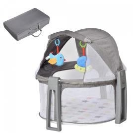 HOMCOM Berço dobrável e portátil para viagem com bolsa de transporte coberta removivel carga 15 kg 70x74x78 cm cinza