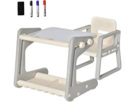 Conjunto de Mobiliário Infantil HOMCOM 312-021 (HDPE e PP - 65x48x66.7 cm - Cinza e Branco)