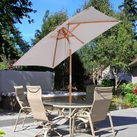 Outsunny Guarda-sol Parasol 200x150cm Madeira de bambu para jardim Pátio Praia Ângulo de inclinação